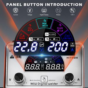 Soldadora <span class=keywords><strong>MIG</strong></span> HITBOX MT2000 II 4 en 1, Soldadora Inverter <span class=keywords><strong>MIG</strong></span> CO2 MIX Gasless TIG ARC con Pantalla LCD - Product Image 2