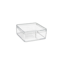 Petite boîte de présentation en acrylique transparente avec couvercle, mini conteneur carré en plastique, technique d'injection pour le stockage de bonbons ou d'aliments