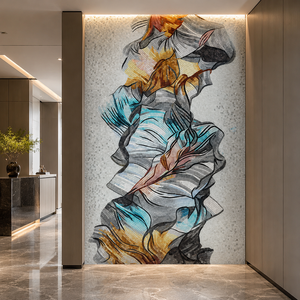 Bellissimo Mosaico Artistico di Lusso <span class=keywords><strong>in</strong></span> Vetro, Piastrelle Resistenti all'Usura Spesse 4mm per Rivestimenti Murali del Bagno - Product Image 2