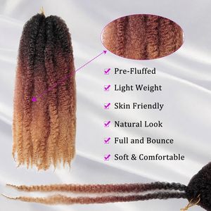 Extensions capillaires synthétiques populaires, douces et volumineuses, 18 pouces, Afro Kinky Curly Marley Twist, <span class=keywords><strong>pour</strong></span> tresses au crochet et tresses à la main, en vrac - Product Image 6