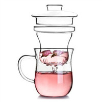 Tasse à thé en verre transparente de 350 ml (12 oz) avec infuseur, faite à la main, moderne, luxueuse, écologique, résistante à la chaleur, pour une infusion unique