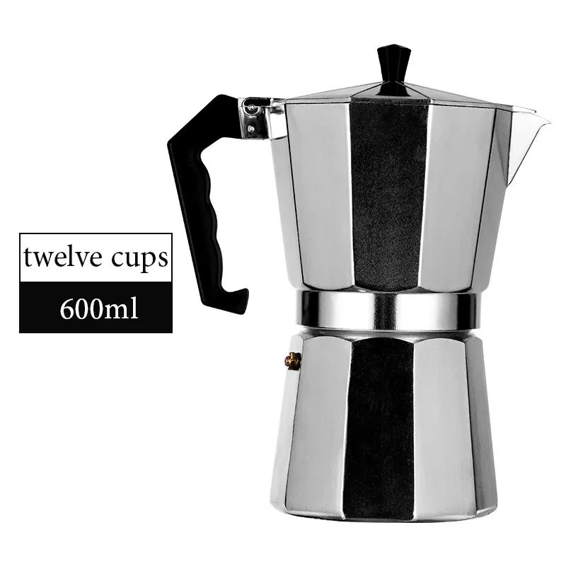 Portátil Italiano Fácil Operar Limpeza Rápida Clássico Alumínio Stovetop Prata Moka Pot Cafeteira