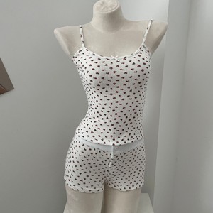 Brandy BM floreale due pezzi Set <span class=keywords><strong>pigiama</strong></span> da casa 100% canotta di cotone elastico vita Hot Pants canottiera per abbigliamento femminile - Product Image 3