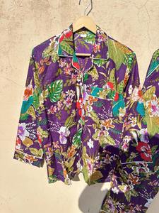 Conjunto de Pijama de Algodón Orgánico Indio Floral, Conjunto de Camisa y Pantalones, Ropa de Dormir Suave y Transpirable de Lujo Unisex - Product Image 2