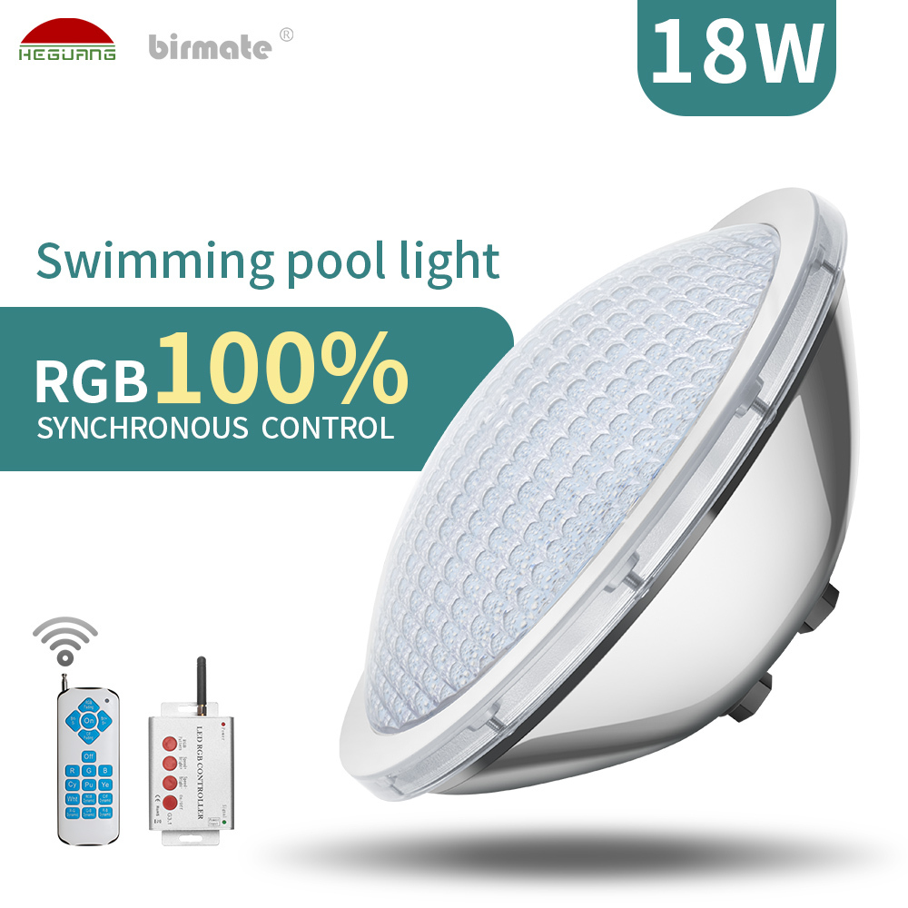 18W AC12V RGB 100% Synchronous Control PAR56 Led Swimming Pool Lights Led Underwater Light Pool Lamps IP68 SS316L