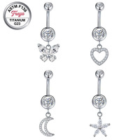 Bijoux de piercing pour nombril en titane G23, style mode, avec zircone cubique et diamant flottant