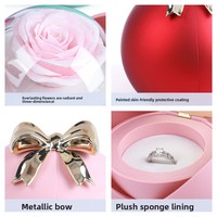 Coffret Cadeau Romantique Haut de Gamme Saint-Valentin avec Fleurs de Savon Florales Doubles Ouvertures pour Bague et Collier - Nouveauté Transfrontalière