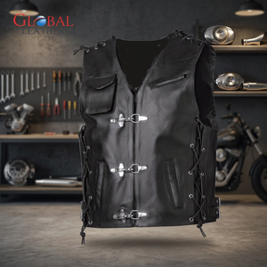 Chaleco de Cuero Personalizable al por Mayor para Hombre, Prenda Exterior, Nuevo Diseño Más Vendido, Accesorios para Motocicleta, Transpirable, con Cremallera, de Calidad - Product Image 4