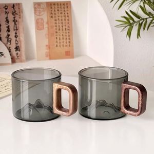 Taza de Té Moderna Reutilizable Ecológica de Vidrio de Borosilicato con Asa de Madera, Pequeña Capacidad de 90 ml para Uso en Oficina y Hogar - Product Image 2