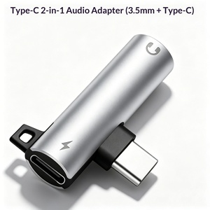Adaptateur audio Type-C 2-en-1, <span class=keywords><strong>convertisseur</strong></span> de casque jack rond 3,5 mm avec décodage, compatible avec les modèles LMD-A001 - Product Image 1