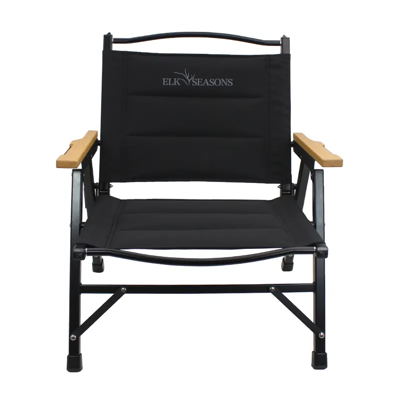 Schwarzer ultraleichter Stuhl Outdoor-Rucksacks tuhl mit zusammen klappbarem Campings tuhl aus Aluminium mit Holzgriff zum Wandern