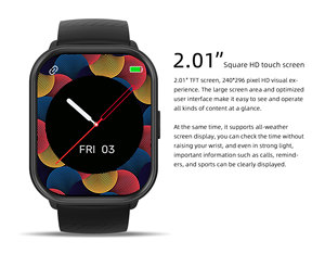 Fabrika doğrudan toptan VZL99J Smartwatch IP68 su geçirmez spor izci 2.01 ''TFT dokunmatik ekran BT arayarak 7-Day pil ömrü - Product Image 3