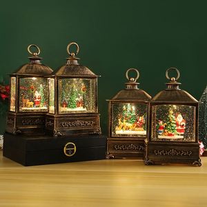 Christmas Snowman Falling Snow Music Box Battery Operated LED Plastic Water Lantern Portable Gift Decoration Desktop <b>Light</b> <b>Light</b> - Product Image 1