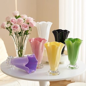 Modern Minimalist Style Light-luxury High-end Floral Glass <b>Vase</b> Petal Design Decorative Flower Container Living - Product Image 1