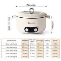 Marmite électrique multifonction Great Bear à double/triple/quadruple saveur, pour la maison, avec bouton de commande double