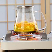 Bouilloire en verre transparent résistant à la chaleur de 800 ml, sans BPA, compatible micro-ondes et lave-vaisselle, avec couvercle en acier inoxydable, écologique et recyclable