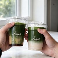 Gobelets en plastique PET transparents personnalisables avec couvercles pour matcha latte, café glacé à emporter, 12oz, 14oz, 16oz, 18oz, 20oz, 24oz