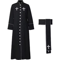 Robe de Soutane Romaine Adulte pour Clergé d'Église, Costume de Prêtre, Toge, Pantalon et Col Droit pour Costumes d'Été, de Noël ou de Films/Séries