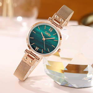 Nouvelle montre pour femme au style artistique, avec cadran compact en nacre de luxe léger, bracelet en maille d'acier inoxydable étanche - Product Image 1