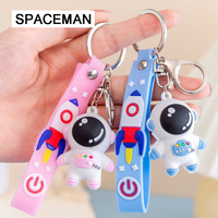 Porte-clés mignon en PVC souple, motif astronaute de dessin animé, petit, étanche, léger, figurine souvenir