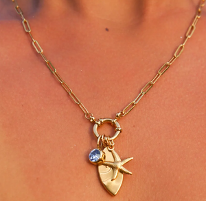 Collana con onda in oro placcato 18k Charm stelle marine accessorio surfista impermeabile spiaggia <span class=keywords><strong>gioielli</strong></span> piscina sicura Boho regalo di sirena amante dell'oceano - Product Image 2