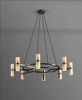 Lámparas Colgantes Modernas de Cobre Estilo Art Deco Americano Vintage para Dormitorio, Sala de Estar y Comedor, Araña de Cristal de Lujo
