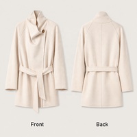 Manteau d'hiver de luxe Weisilili à col montant, bouton unique, ceinture, longueur mi-longue, 100% cachemire de chèvre double face, pour femme