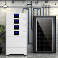 Kit solaire complet de stockage d'énergie domestique empilable, batterie LiFePO4 modulaire, onduleur hybride, panneaux photovoltaïques et câbles, ensemble complet