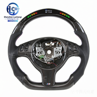 Volant sport en cuir perforé en fibre de carbone avec jauge de régime intelligente rouge pour modification automobile compatible avec E46 M3 / E90 3