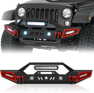 Parachoques Delantero Compatible con Jeep Wrangler JK JL JKU JLU y Gladiator JT 2007-2024, Parachoques Todoterreno con Placa para Cabrestante y Anillas <span class=keywords><strong>en</strong></span> D LED - Product Image 1