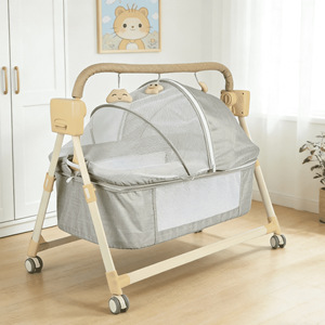 Berceau à bascule électrique pour bébé avec jouets apaisants, berceau multifonctionnel portable et pliable pour nouveau-né de 0 à 36 mois, à la maison et en voyage - Product Image 1