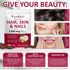 Acentiallabs Capsules de biotine naturelle et biologique pour cheveux, peau et ongles, compléments alimentaires pour la croissance des cheveux pour femmes et hommes - Product Image 4