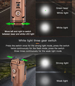 Перезаряжаемый тактический лазер и 2000lm светодиодный фонарик с зеленым синим красным лучом ударопрочный и водонепроницаемый магнитный луч комбо - Product Image 2