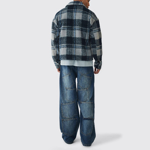 New Arrival Custom Casual <strong>Winter</strong> Long Sleeves Overshirt Button-up Plus Size Men's Fleece Plaid <strong>Shirts</strong> - Product Image 2