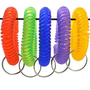 Rainbow color wrist 5.5cm diameter spiral cord plastic key ring marbled color wrist coils