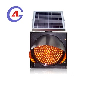 Feux de signalisation routière à LED solaires jaunes ambre clignotants pour la sécurité routière - Product Image 1