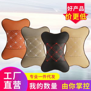 เบาะรองศีรษะหนังแท้ลายเพชรเย็บด้ายแดงพร้อมใยฝ้ายยืดหยุ่นสำหรับตกแต่งภายในรถยนต์ - Product Image 2