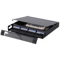 Rak Panel Patch serat optik 48-Core 24-Port, rak dipasang di 19 inci LC Port tertutup tahan debu tinggi 1u