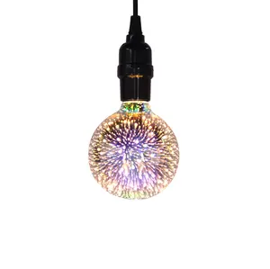 Colorful 3D Glass Fireworks LED E27 5w Bulb Christmas Decorative Creative Bulb G95