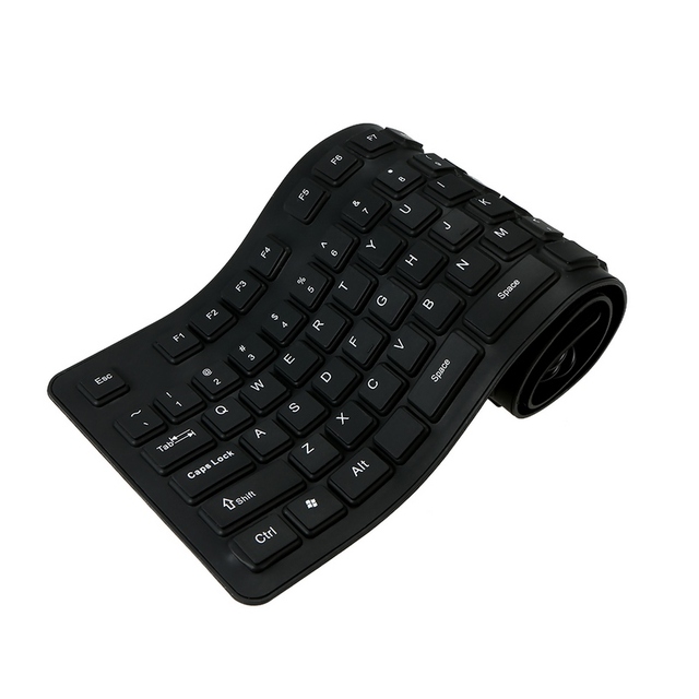 108 Keys USB Silicone Flexible Foldable Keyboard  Waterproof Dustproof USB Silent Keys for Laptop Desktop Keyboard