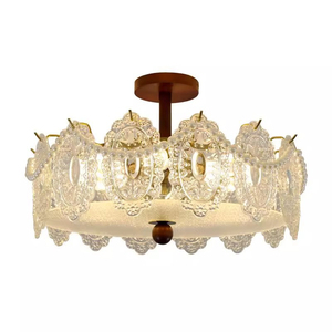 Lustre en cristal européen, plafonnier LED à montage en surface, blanc froid, avec abat-jour en papier, grande taille, éclairage pour salon - Product Image 2
