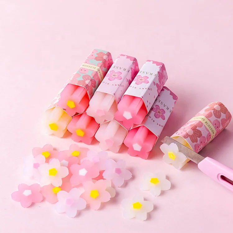 Пластиковый веселый детский ластик с цветами вишни из мультфильма, резиновый ластик для коррекции экзамена для студентов