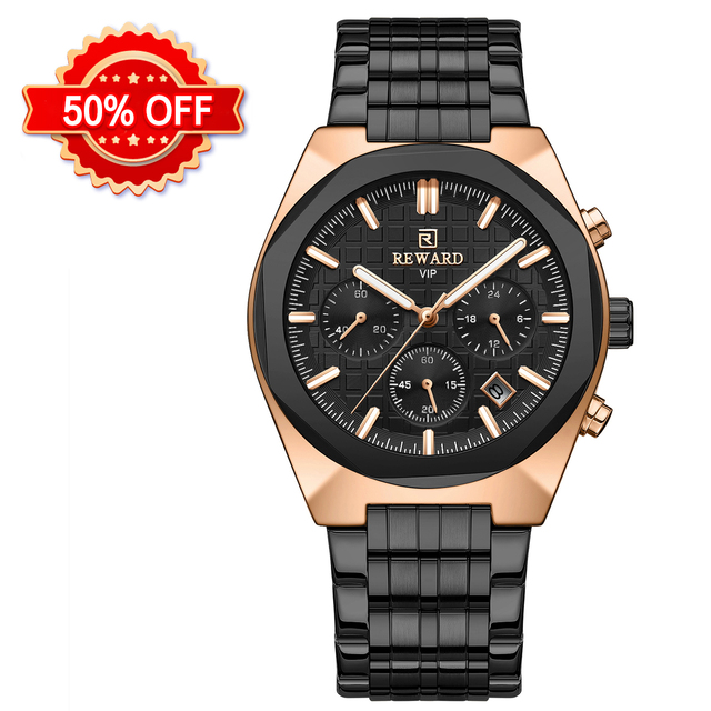 Hot Selling Chronograph Movement Watches Luminous Stainless Steel Bracelet Customized Business Quartz Men Watches
