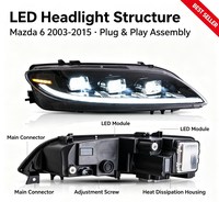 Adapté à la modification du phare avant Mazda M6 de 2003 à 2015, ensemble de phares à LED complets pour M6