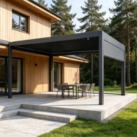 Pergola motorisée en aluminium blanc résistante aux intempéries, conçue pour la charge des neiges, pour jardin extérieur