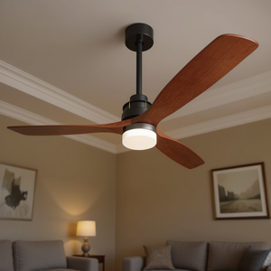 Ventilateur de plafond LED 60 pouces, 3 pales en bois massif, moteur DC, lumière, télécommande, décoration moderne pour salon - Product Image 2