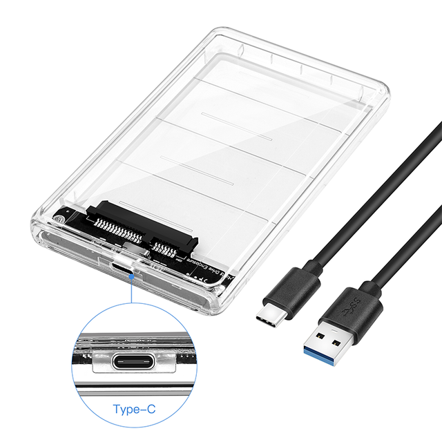 2.5" Transparent 5gbps Usb3.0 Sata Hdd Enclosure Solid State Drive Case Hard Drive 2.5 Inch Usb3.0 Ssd External Enclosure