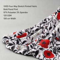 Tissu imprimé extensible 4 directions 100D, 120 g/m², 97 % polyester, 3 % élasthanne, imprimé léopard tissé pour robes, leggings, largeur 150 cm