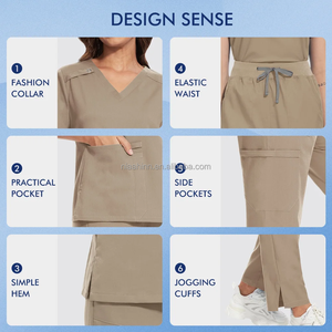Uniformes Médicos para Mujer, Marca Privada, Conjuntos de Uniformes de <span class=keywords><strong>Hospital</strong></span>, Uniformes Médicos Elásticos, Pantalones Rectos de Enfermería, Uniformes Médicos para Clínica y Doctor - Product Image 4