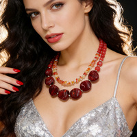 Collier tendance en acrylique irrégulier, chaîne de clavicule double couche, style vacances, haut de gamme et de niche